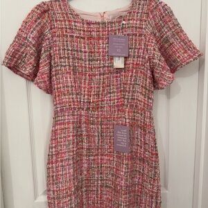 Chic Pink Tweed Dress